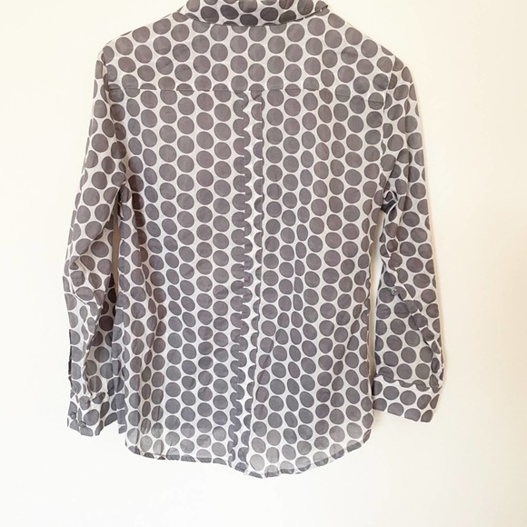 French Curve Gray and White Polka Dot Button Down Collared Shirt XS - Picture 4 of 4